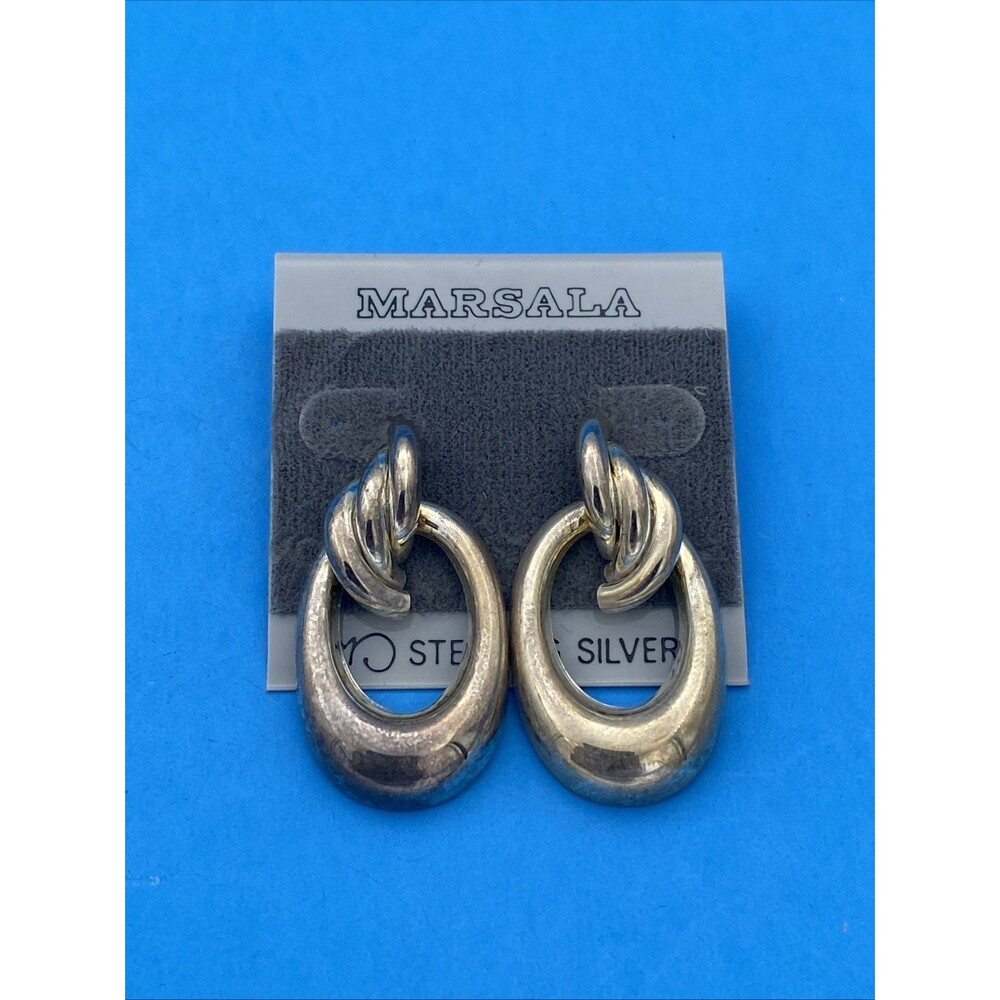 Vintage Marsala Sterling Silver Modernist Oval Post Earrings